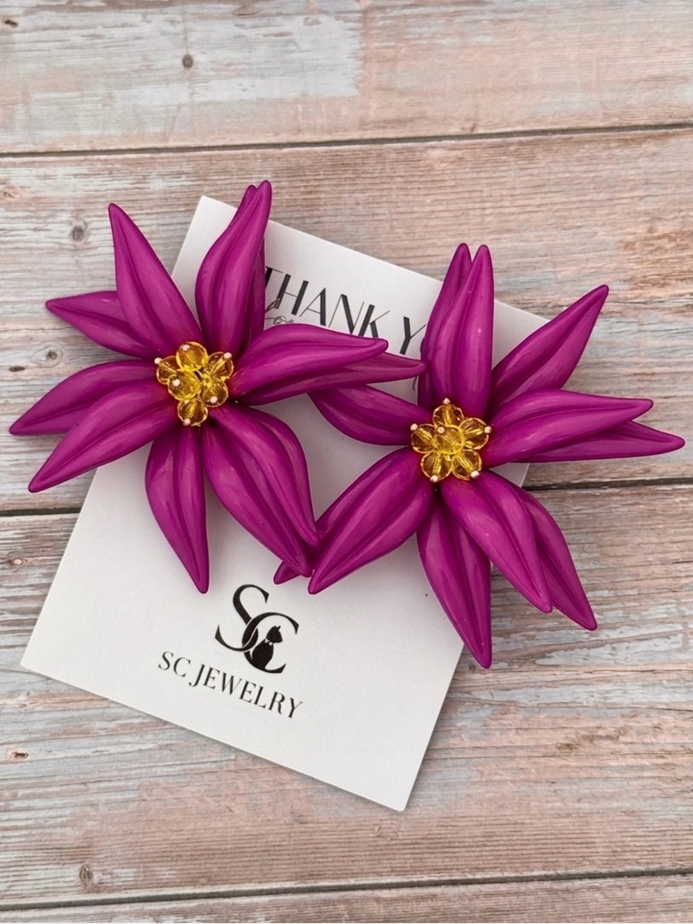 Zara Style Statement Statement Flower Earrings Huge Magenta Blossom